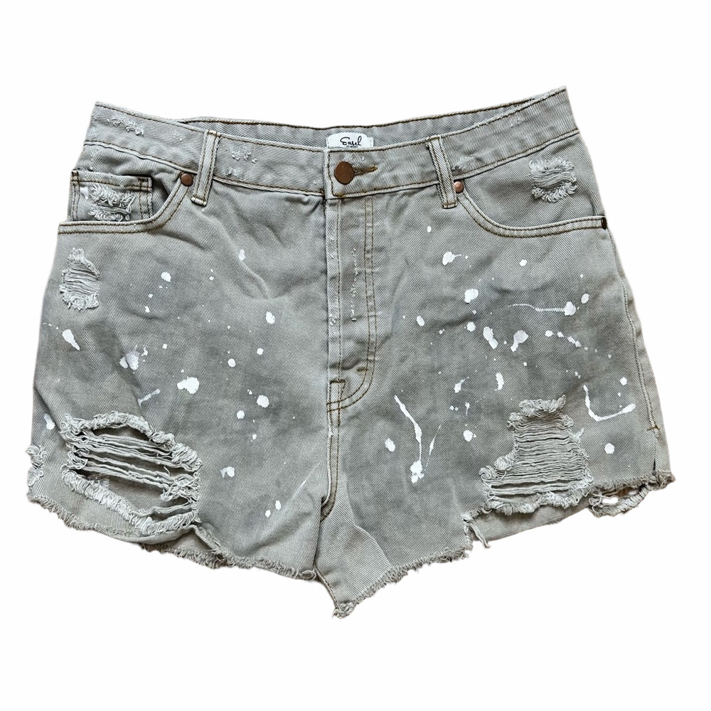 Easel Gray Paint Splatter Distressed Shorts Size Large